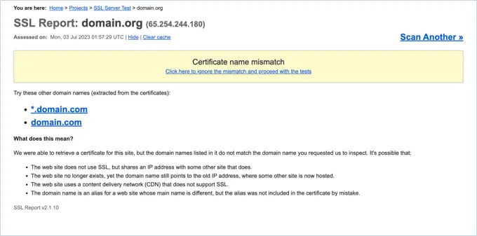 ข้อผิดพลาดชื่อใบรับรองไม่ตรงกัน Certificate Name Mismatch Error