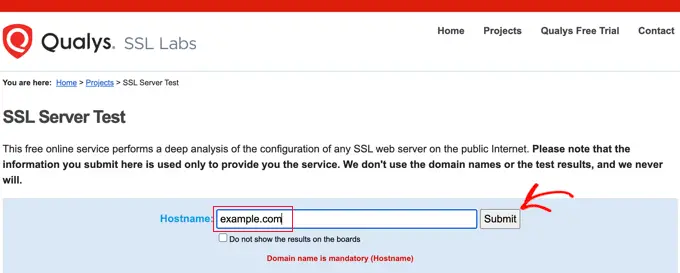สแกนเว็บไซต์ของคุณด้วยการทดสอบเซิร์ฟเวอร์ SSL ของ Qualys SSL Labs Scanning Your Website With Qualys SSL Labs SSL Server Test