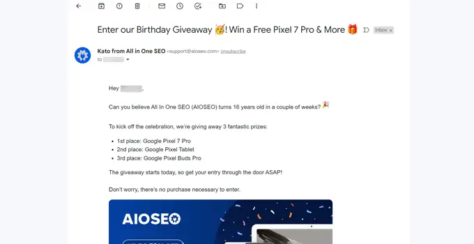 Esempio di un'esplosione di e-mail di vendita flash Example of a flash sale email blast