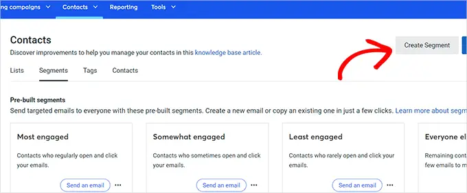 Crea segmento Create segment