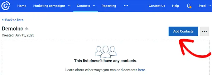 Aggiungi contatti alla tua lista Add contacts to your list