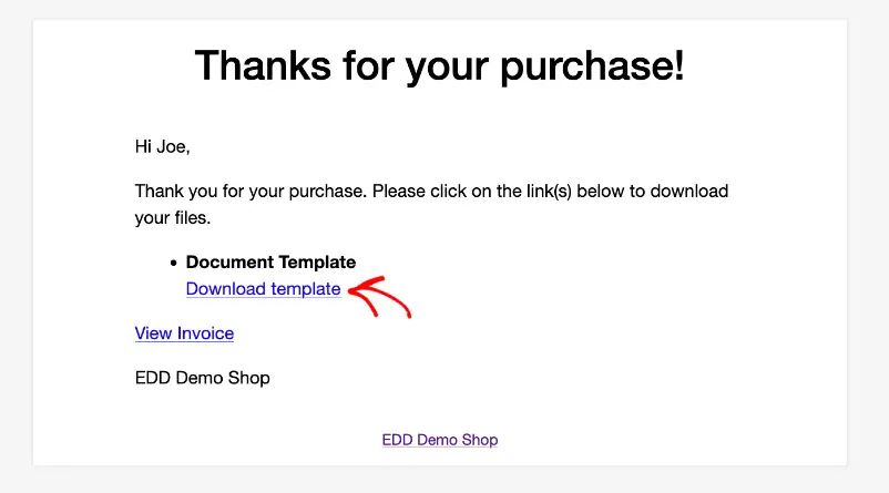 อีเมลใบเสร็จการซื้อ Easy Digital Downloads The Easy Digital Downloads purchase receipt email