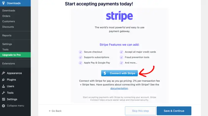 ตั้งค่าการดาวน์โหลดดิจิทัลอย่างง่าย เชื่อมต่อกับ Stripe Easy Digital Downloads Setup Connect With Stripe