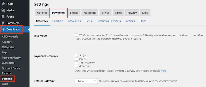 การเพิ่มเกตเวย์การชำระเงินให้กับ Easy Digital Downloads Adding a payment gateway to Easy Digital Downloads
