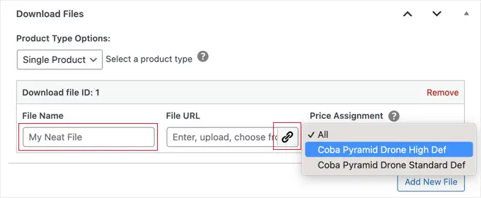 การเพิ่มไฟล์ไปยังผลิตภัณฑ์เดียวด้วยราคาผันแปร Adding Files to a Single Product With Variable Pricing