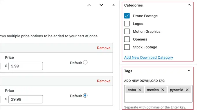 การเพิ่มหมวดหมู่และแท็กให้กับผลิตภัณฑ์ที่ดาวน์โหลดได้ Adding Categories and Tags to a Downloadable Product