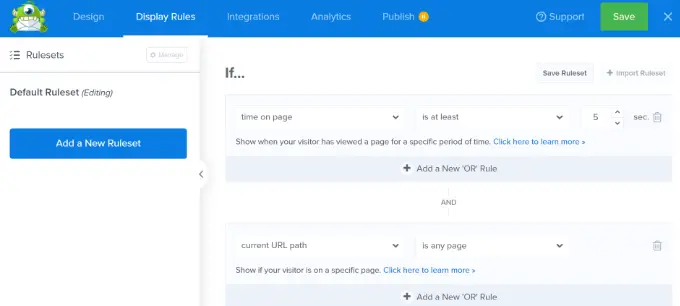Reglas de visualización Set up display rules