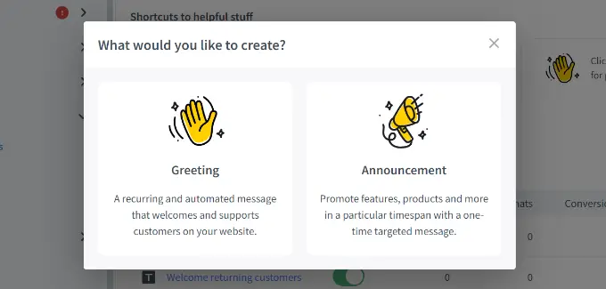 Crear un mensaje de saludo Create a greeting message