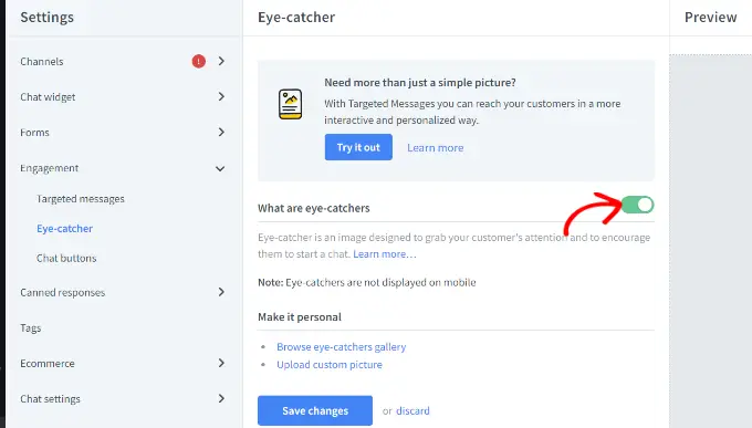 Seleccione un punto de atracción Enable eye catcher