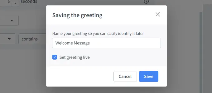 Guarda tu mensaje de saludo Save your greeting message