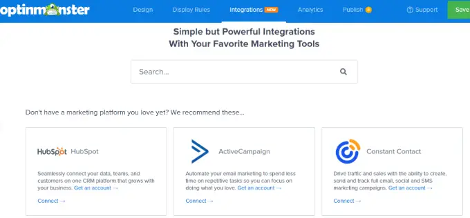 Seleccione la herramienta de marketing por correo electrónico Select the email marketing tool