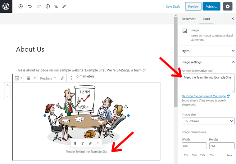 Adăugarea textului alternativ și a subtitrării la imagine în WordPress