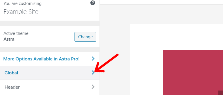 Global Option in Astra WordPress Theme