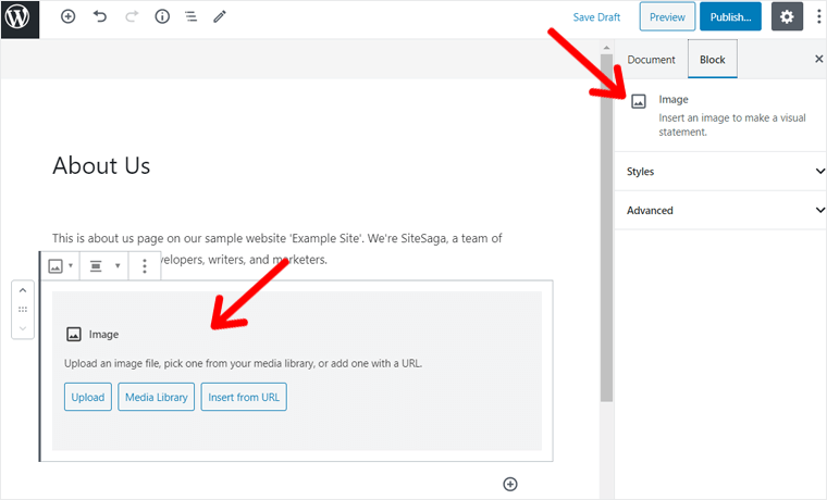 Adăugarea unei imagini în Editorul de blocuri WordPress