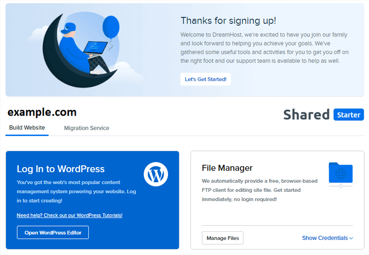 DreamHost Hosting Control Panel