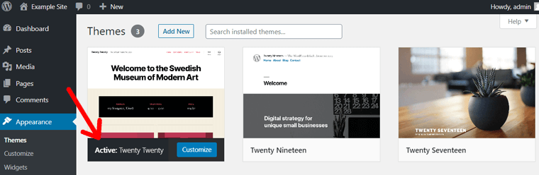 Pre-installed Default WordPress Themes