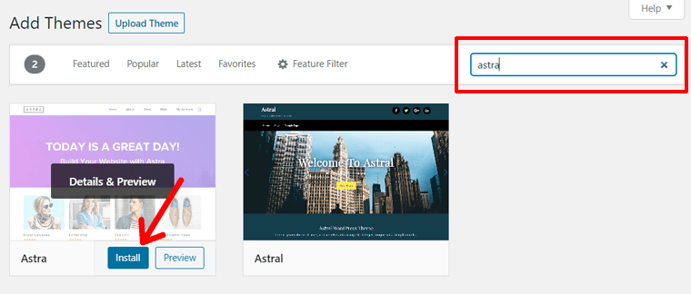 Instalarea temei Astra WordPress