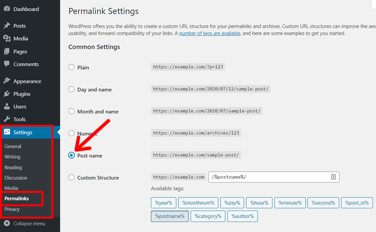 Setting SEO-friendly Permalink Structure in WordPress