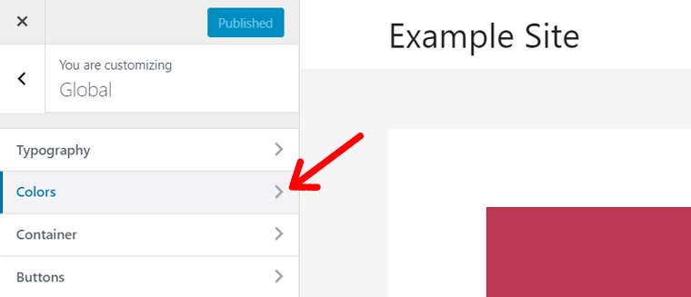 Colors Option in Astra WP Theme