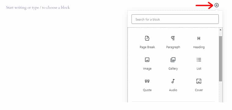 Editor Gutenberg Adăugând bloc cu buton