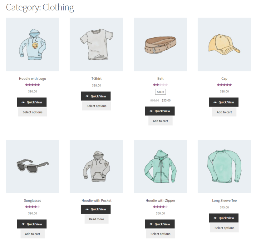 WooCommerce category example