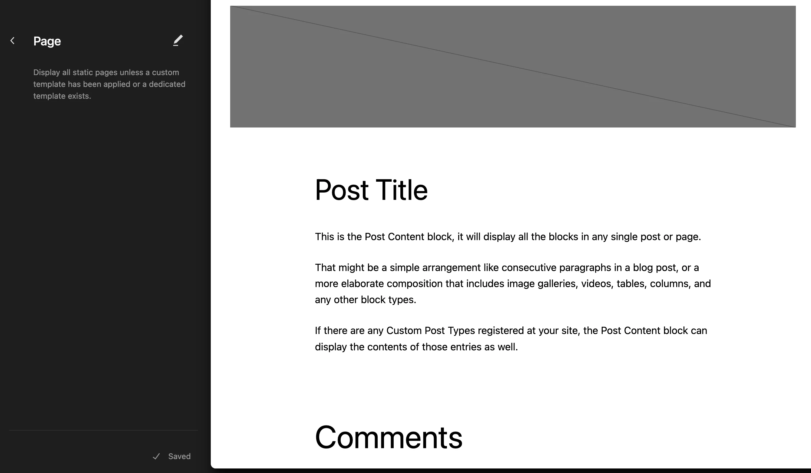 O editor de sites do WordPress.