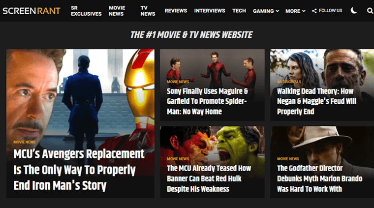 Screen Rant Blog Example of Types of Blog