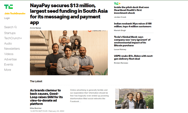 Teknoloji Bilgisi için TechCrunch Blogu Blog Türleri