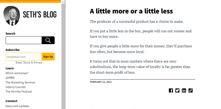 Seth'in Blog Girişimcisi Blog Örnek Türleri