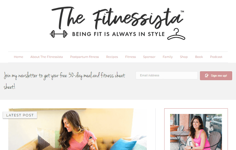Wellness Blog Türleri için Fitnessista Sağlık ve Fitness Blogları Örneği