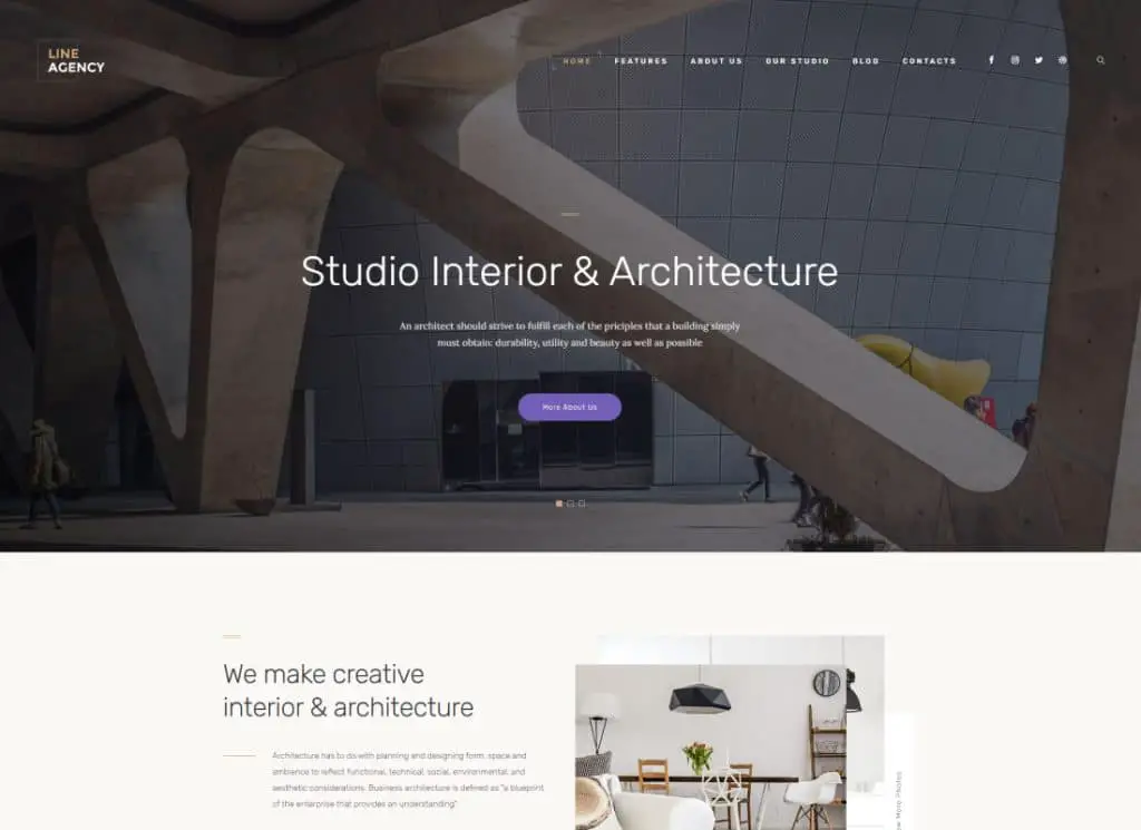 Line Agency - Tema WordPress de Design de Interiores e Arquitetura