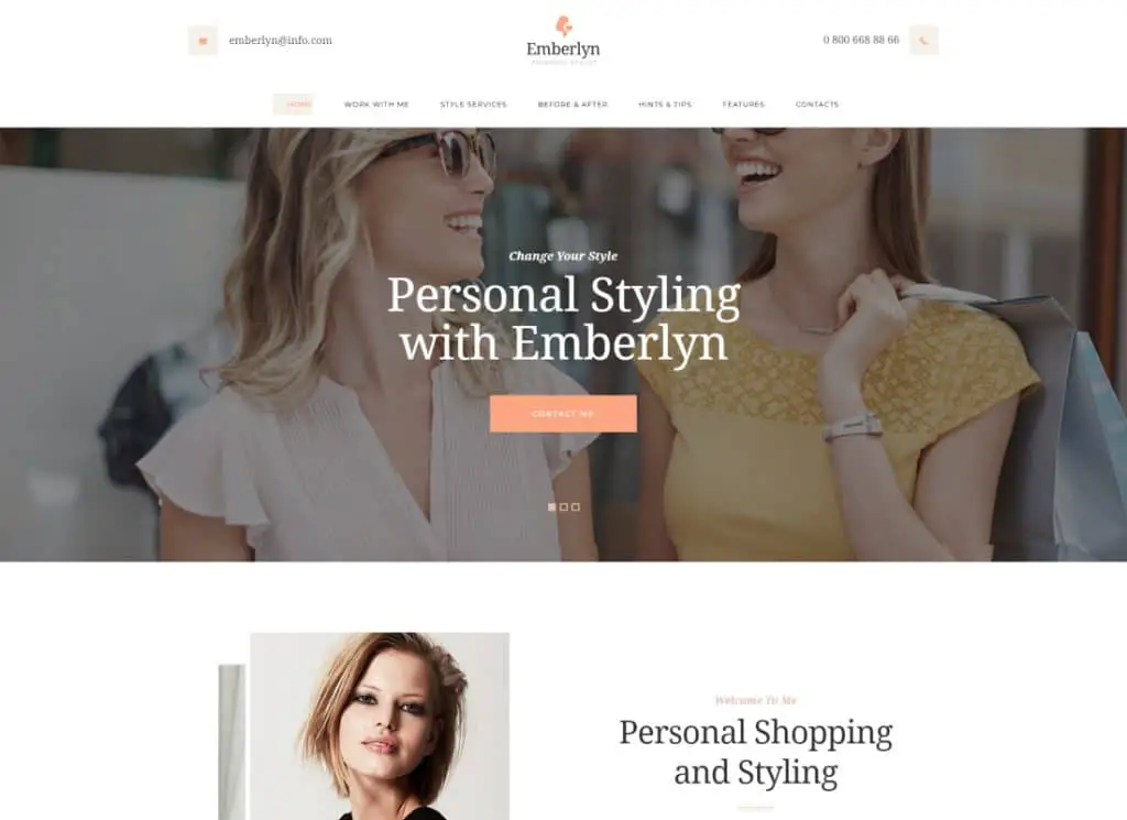 Emberlyn - ธีม WordPress ของสไตลิสต์ส่วนตัวและเสื้อผ้าแฟชั่น