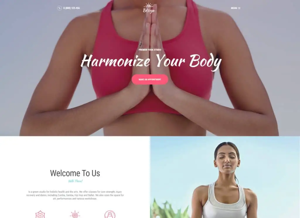 BeYoga - Tema de WordPress para estudio de yoga y gimnasio