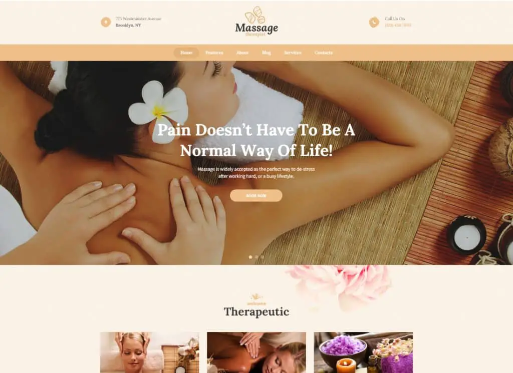 Terapeuta de masaje y tema de WordPress para salón de spa