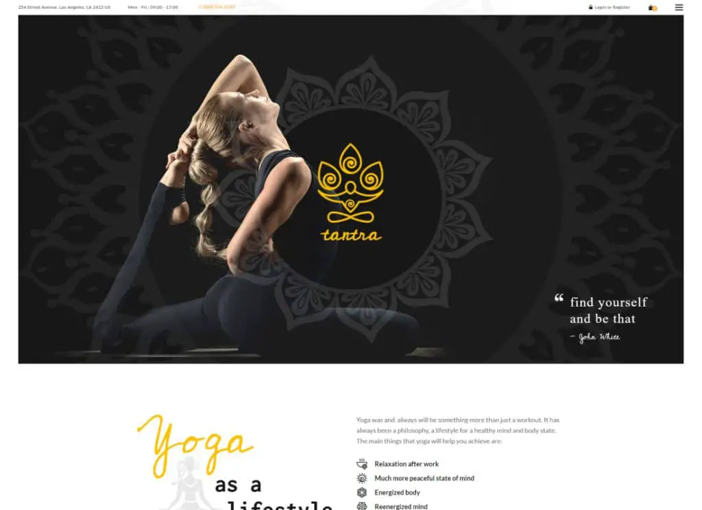 Tantra - Tema de WordPress para estudio de yoga y gimnasio