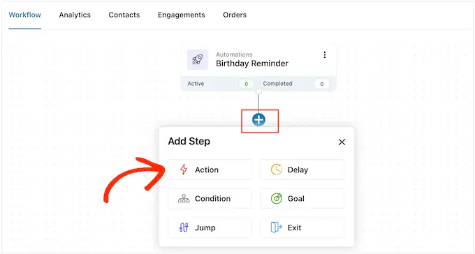 向生日快乐电子邮件营销活动添加操作 Adding an action to a happy birthday email campaign