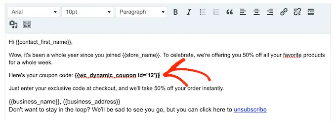 将折扣优惠券添加到自动电子邮件中 Adding discount coupons to an automated email