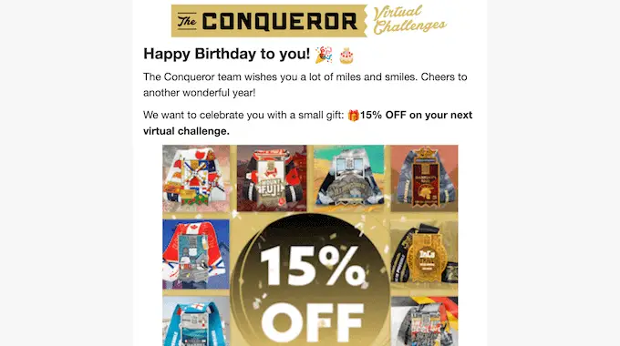生日电子邮件示例 An example of a birthday reminder email