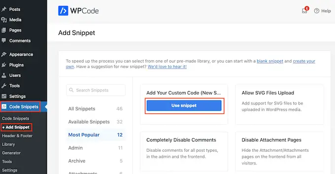 Menambahkan cuplikan kode ke situs web WordPress Anda Adding a code snippet to your WordPress website