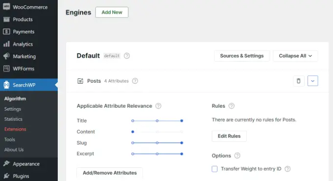 Contoh mesin pencariWP Adjust the search relevance