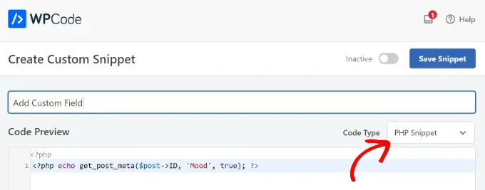 Masukkan kode bidang khusus Enter custom fields code
