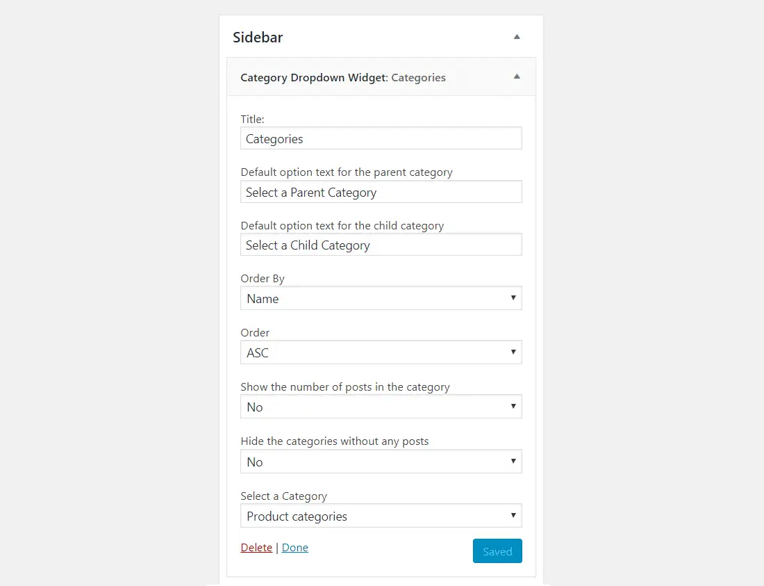 Prosta wtyczka menu rozwijanego WordPress