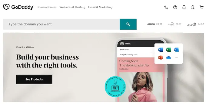 Il costruttore di siti web di GoDaddy The GoDaddy website builder