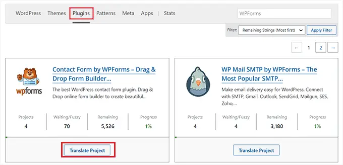 Klicken Sie auf die Schaltfläche „Projekt übersetzen“. Click Translate Project button