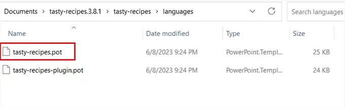 Suchen Sie die Plugin-Pot-Datei Locate plugin pot file