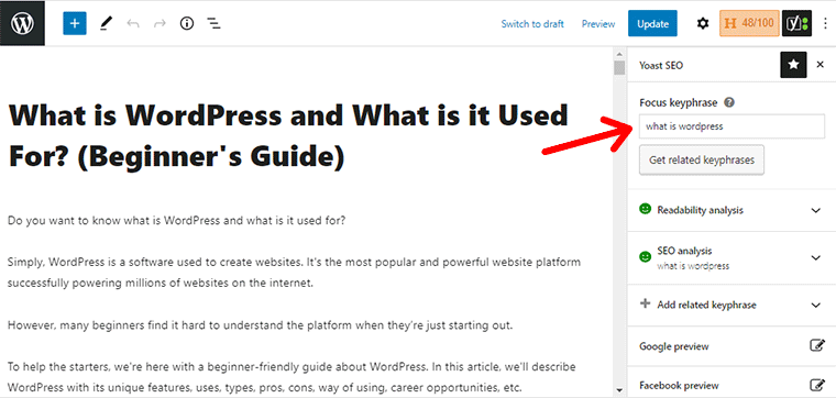 Utilizarea frazei cheie în Yoast SEO