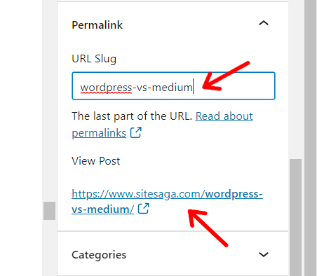 Editarea linkului permanent al postării (URL) în WordPress