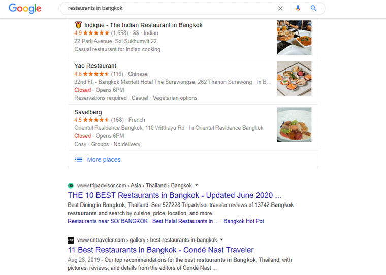 Google Local SERP Result
