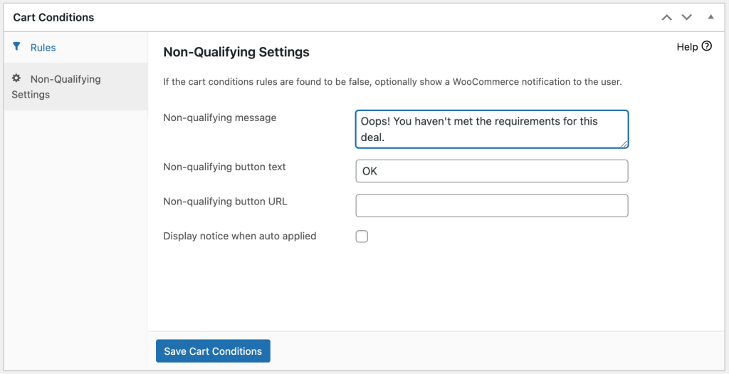 Non-qualifying settings