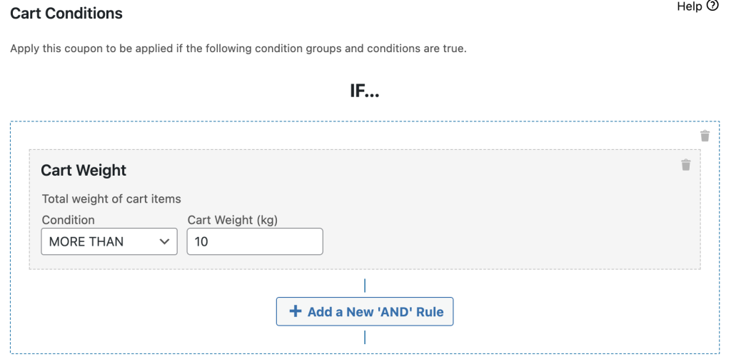 Configuring the cart condition